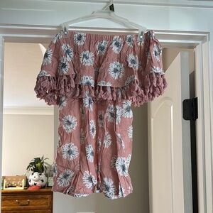 Umgee Pink Floral Off-Shoulder Top